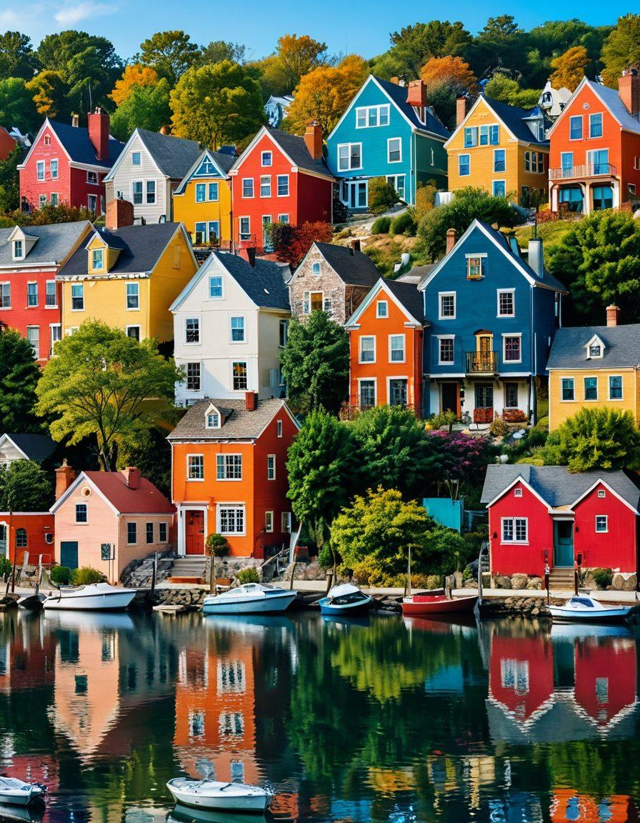 A stunning collage featuring diverse hidden gems like quaint houses, picturesque landscapes, and charming urban spaces, symbolizing real estate investment opportunities. Incorporate strategy elements such as charts, graphs, and keys subtly blended into the background. Use warm, inviting colors that evoke a sense of discovery and success. super-realistic. vibrant colors.